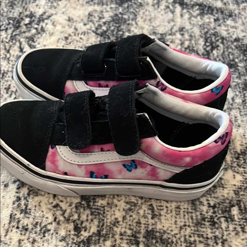 Vans Kids' Black and Pink Butterfly Sneakers